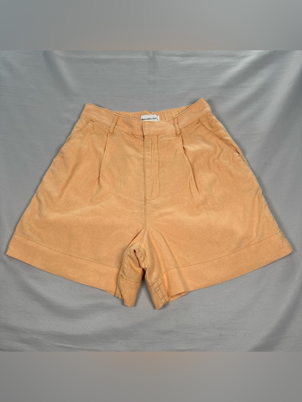 Abercrombie & Fitch Linen Blend Lined Shorts Women Size S Lt‎ Orange Pleated